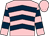 Pink, dark blue chevrons, hooped sleeves, pink cap