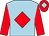 Light blue, red diamond & sleeves, red cap, light blue diamond