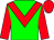 Green body, red chevron, red arms, red cap