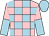 Pink and light blue check, halved sleeves, light blue cap