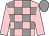 Pink and grey check, pink sleeves, grey cap