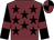 Garnet body, black stars, black arms, garnet armlets, garnet cap, black quartered