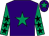 Purple, emerald green star, emerald green sleeves, black stars, purple cap, emerald green star