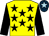 Yellow, black stars and sleeves, dark blue cap, light blue star