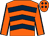 Orange & dark blue chevrons, dark blue seams on sleeves, orange cap, dark blue diamonds