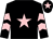 Black, pink star, chevrons on sleeves, black cap, pink star