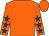 Orange, royal blue stars on sleeves