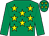 Emerald green, yellow stars, emerald green sleeves, yellow stars on cap