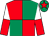 Red and emerald green (quartered), white and red halved sleeves, emerald green cap, red star