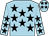 light blue, black stars