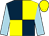 Dark blue and yellow (quartered), light blue sleeves, yellow cap