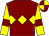 Maroon, yellow triple diamond, yellow sleeves, maroon armlets, maroon and yellow quartered cap