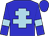 blue body, light blue cross of lorraine, blue arms, light blue armlets, blue cap