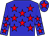 Blue body, red stars, blue arms, red stars, blue cap, red star