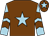 Chocolate, light blue star, light blue arms, chocolate chevrons, chocolate cap, light blue star