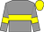 Grey body, yellow hoop, grey arms, yellow armlets, yellow cap