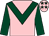 Pink, dark green chevron, sleeves and stars on cap