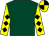 Dark green, yellow sleeves, black diamonds, quartered cap