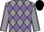 Grey body, mauve diamonds, grey arms, mauve seams, black cap