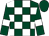 Dark green and white check, dark green sleeves, white armlets, dark green cap