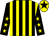 Black and yellow stripes, black sleeves, yellow stars, yellow cap, black star