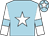 light blue, white star, white arms, light blue armlets, light blue cap, white star