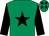 Emerald green, black star, sleeves and stars on cap