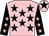 Pink, black stars, black sleeves, pink stars, pink cap, black star