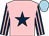 PINK, DARK BLUE star, DARK BLUE and PINK striped sleeves, LIGHT BLUE cap