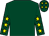 Dark green, yellow stars on sleeves, yellow stars on cap