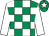 Emerald green & white check, white sleeves, emerald green cap, white star