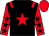 Black with red star,red epaulets, red sleeves with black stars, red cap