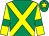 Emerald green, yellow cross belts, yellow sleeves, emerald green armlets, emerald green cap, yellow star