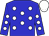 Blue body, white spots, blue arms, white spots, white cap