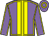 mauve, yellow stripe, yellow seams, yellow hoop on cap