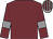 Garnet body, garnet arms, grey armlets, grey cap, garnet striped