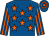 Royal blue, orange stars, striped sleeves, hooped cap