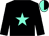 Black, aqua star, aqua and black halved cap