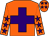 Orange, purple cross, orange sleeves, purple stars, orange cap, purple stars