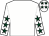 White, dark green stars on sleeves and cap