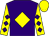 Purple, yellow diamond, yellow sleeves, purple diamonds, yellow cap