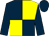 Dark blue and yellow (quartered), dark blue sleeves and cap