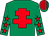 Emerald green, red cross of lorraine, red stars on sleeves, red stripes on cap