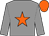 Grey body, orange star, grey arms, orange cap