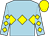 Light blue, yellow triple diamond, diamonds on sleeves, yellow cap