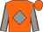 Orange body, grey diamond, grey arms, orange seams, orange cap