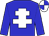 Big-blue body, white cross of lorraine, big-blue arms, white cap, big-blue quartered