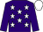 Purple body, white stars, purple arms, white cap