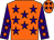 Orange, purple stars, purple sleeves, orange stars