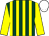 DARK GREEN and YELLOW stripes, YELLOW sleeves, WHITE cap